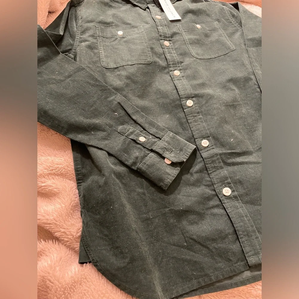 NWT Janie and Jack Green Corduroy Button Down Shirt